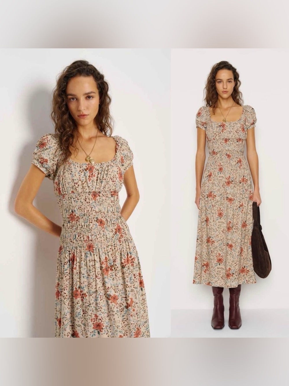 REFORMATION Riva Dress in Grace XL Midi